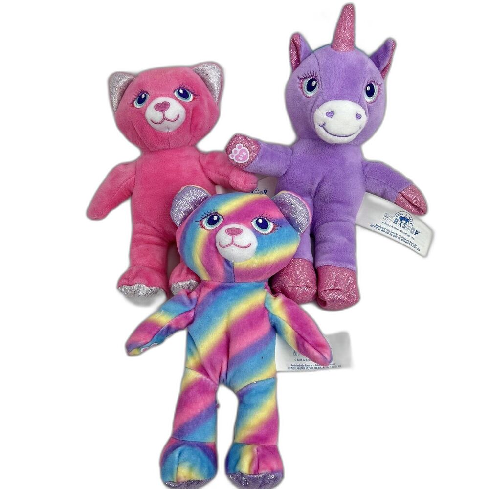 BUILD A BEAR Workshop Mini Buddies Plush Heart Cat Teddy Bear Unicorn Lot 7 in